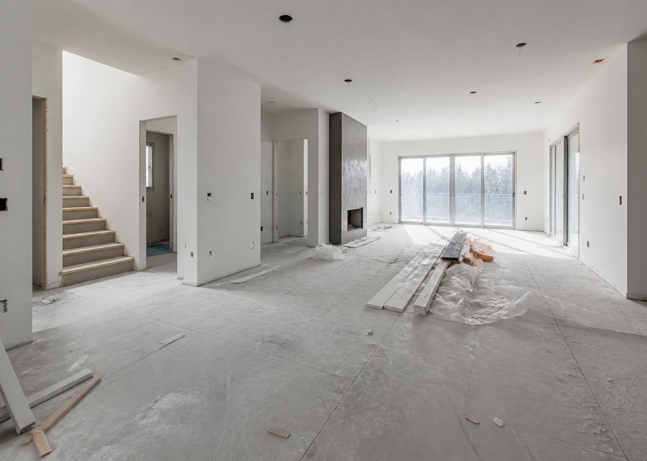 Illustrative example of a post-construction clean before cleaning