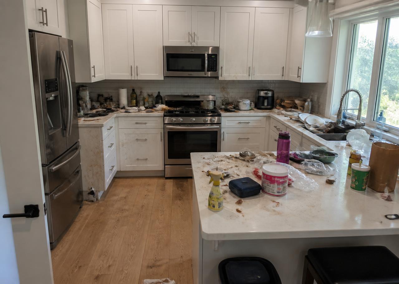 Illustrative example of a kitchen deep clean before cleaning